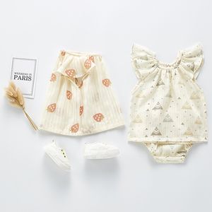 赤ちゃんの女の子の服セット夏のフライスリーブかわいい王女のスーツトップパンパンツ2個210429