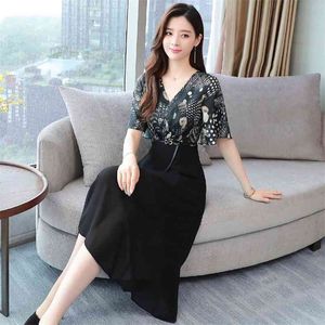 Summer Temperament dress V-Neck Loose Short Sleeve Fashion Casual Dress women womens formal dresses 210507