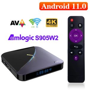 A95X F3 AIR II RGBアンドロイドTVボックスアンドロイド11 AMLOGIC S905W2 4GB RAM 64GBデュアルWiFi 4K 60FPS VP9 BT5.0 YouTubeセットトップボックス2G 16G