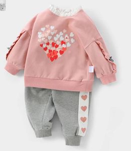 Toddler Kızlar Sonbahar Giysileri Karikatür Çocuk Eşofman Çocuk Giyim Hoodie Set Rahat Kalın Kostümler