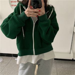High Waist Hooded Chic Students All Match Stylish Coats Loose Women Streetwear Autumn Casual Brief Tops 210525