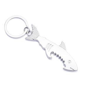 Keychain de liga de abridor de garrafas e abridor criativo peixe chaveiro 1 pcs 2 em 1 forma de tubarão chave abre abradores