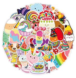 50Pcs-Pack Candy Cake Sweet Ice Cream Vinyl Sticker Waterproof Stickers for Water Bottle Laptop Planner Scrapbook Wall Skateboard Journal Bomb Box Organizer Decal