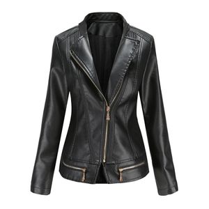 Frauen Faux Leder Jacke Herbst Winter Lange Hülse Dünne Plus Größe Damen Mode Solide Zipper Weibliche Biker Mantel Casual Outwear 4xl 5xl