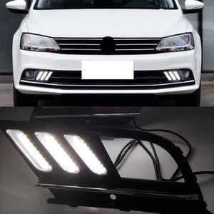 1Pair Car LED DRL Dagtid Running Light Daylight för Volkswagen VW Jetta Sagitar MK6 2015-2018 Streamer Turn Signal