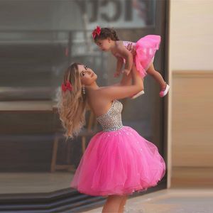 Pink Short Cocktail Dress Pärled Mini Homecoming Dress Sweetheart Wmen Party Gowns For Photo Shoot Mother Party Glows