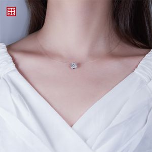 Gigajewe Moissanite Noel Kolyesi 3 0CT 9 0mm VVS1 EF RENK SÜRÜCÜLÜ Yuvarlak Kesilmiş Balık Hattı GMSN-008261V