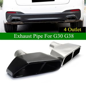 2 PCS 4 Outlet Square Car Muffler Exhaust Pipe For BMW 5 Series G30 G38 525li 530 Stainless Steel Back Tip