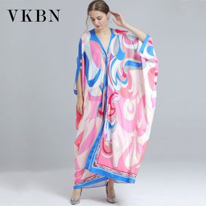 VKBN Summer Long Dresses for Women Party Printing Batwing Sleeve Plus Size Clothing Maxi Dresses High Quality 210507