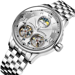 Doppelte Tourbillon Schweiz Uhren ORKINA Original Herren Automatikuhr Selbstaufzug Mode Herren Mechanische Armbanduhr Leder Armbanduhren
