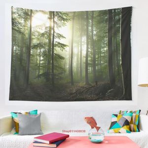 Gobeliny Mgłowe Woods Gobelin Home Decoration Witchcraft Mandala Ściana Hippie Czeski Dekoracyjna Sofa Kocowa