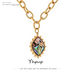 Designer Necklace Luxury Jewelry Trendy Abalone shell Pendant Stainless Steel Chain for Women collane donna Statement 2021 Bijoux Femme