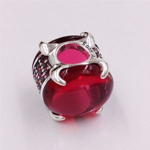 925 Ayar Gümüş Moda Takı Pandora Fuşya Gül Oval Cabochon Charms Zincir DIY Bilezik Yapımı Malzemeleri Seti Çocuklar Kadınlar Boncuk Kristal Kolye 799309C01