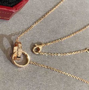 Pendant Necklaces V Gold luxury quality double ring connect pendant necklace in rose plated for women wedding jewelry gift have stamp PS47872024