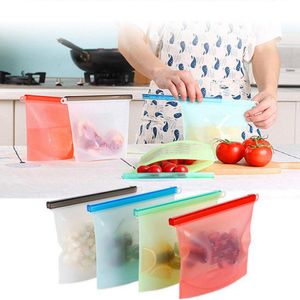 500ML Reusable Silicone Food Fresh Bag Wraps Fridge Food Storage Containers Refrigerator Bag Kitchen Colored Zip Bags