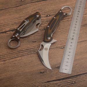 1Pcs New Fipper Claw Knife 5Cr13Mov Satin Blade G10 + Stainless Steel Sheet Handle Karambit EDC Pocket Gift Knives