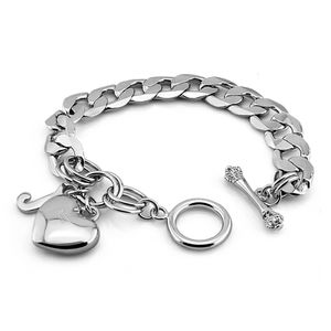 Mode Italien 925 Silver Hela kärlekshjärta för kvinnor Smycken Tillbehör Armband för att skicka en present