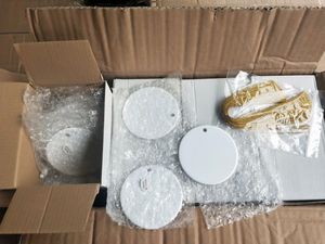 Boże Narodzenie Dekoracja Sublimacja Ceramiczne Ornament Podwójne Boki Okrągłe Serce Termiczne Transfer Puste Wisiorki DIY Dostosowane Dekoracje Party A02