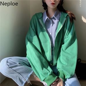 Neploe Oversized Jacket Hoodie Women Fall Clothes Casual Coat Streetwear Long Sleeve Solid Hooded Sweatshirt Tops 4G664 210422