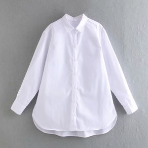 Fashion Women Turndown Collar White Loose Shirt Female Long Sleeve Blouse Office Lady Tops Blusas S8578 210430