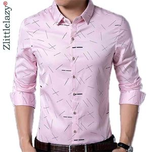 Sosyal Uzun Kollu Çizgi Tasarımcı Gömlek Erkekler Slim Fit Vintage Modası erkek Gömlek Adam Elbise Jersey Rahat Giyim 36814 210708