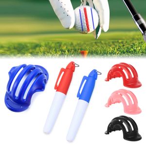 1 Set Golf Ball Triple Track 3 Line-Marker Chrome Stencil + 2st Marker Pen Golf-Puting Positionering Aids Outdoor Golf-Sport Tool