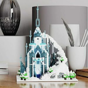 Zamek lód z LED Light Building Blocks 6036 4842PCS Micro Particle ESA Princess Model Cegły Edukacja Dzieci Urodziny Zabawki Boże Narodzenie Prezenty dla dzieci