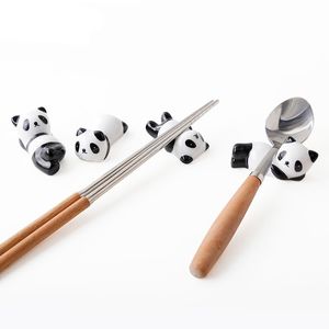 Adorable Panda Chopstick Rest Art Craft Porcelain Spoon Stand Fork Knife Holder Kitchen Supplies for Japanese Chinese Restaurant