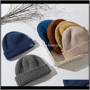 Cappelli Beanie/Teschio Berretti Cappelli, Sciarpe Guanti Moda Aessories Drop Delivery 2021 Berretto invernale Cappello melone corto con risvolto caldo Lavorato a maglia a coste U