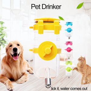 Dog Bowls & Feeders Plastic Pet Dogs Cat Drinker Water Bottle Dispenser Feeder Hanging Hamster Squirrel Rabbit Stainless Steel Ball Fountain Drinking Head ZL0348