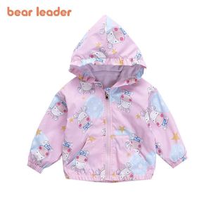 Bärenführer Kinder Mädchen Prinzessin Mode Kleidung Herbst Baby Cartoon Druck Nette Jacken Frühling Mit Kapuze Mäntel Kinder Oberbekleidung 210708