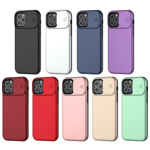 Casos para iPhone 13 Pro Max 12 11 7 8 PLUS XR S22PLUS S22 Ultra Case TPU PC Armor Slide Janela Empurre a tampa traseira da proteção da lente da câmera completa