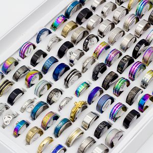 Großhandel 100 Stück Top Mix Lot Männer Frauen Mode Edelstahl Ringe Ehering Fingerring Trendy Schmuck