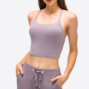 Womens Y shape Thin Straps Sports Bra Training Outfit Vest Fitness Tank Sexy Underwear With Removable Chest Pad Lady Half Sling Yoga Tops