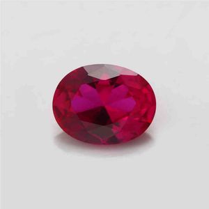 50PCS 3x5~13x18mm Oval Shape Loose Corundum Red Color AAAAA Synthetic stone For Jewelry DIY Gems Stone 5#