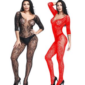 Meias femininas quentes de corpo inteiro Rede virilha aberta Meias lingerie íntima roupa interior camisola meias sensuais