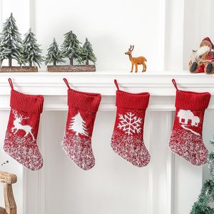 Meias de Natal de malha 42cm * 19cm grandes peúgas xmas vermelhas lareira itens decorativos JJD11182