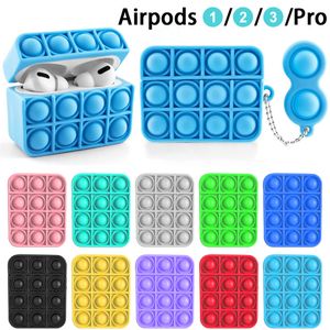 Push Bubble Case für Airpods 3 Pro 2 1 3D Niedliche Cartoon Weiche Silikonabdeckung Design Mode Coole Box mit Schlüsselband