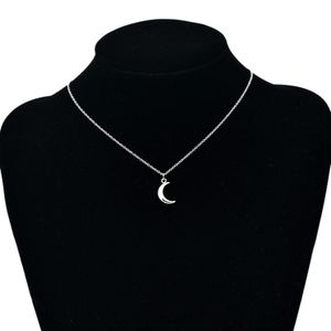 Söt Moon Pendant Halsband För Kvinnor Bohemia Silver Color Chain Choker Halsband Enkla smycken Bijoux Collares