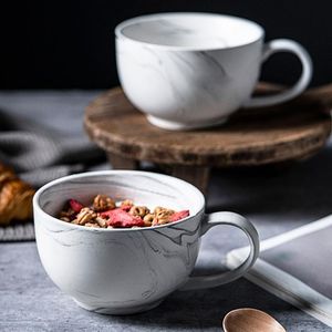 Tazze Tazze da zuppa creative in stile europeo Colazione Ceramica Cereali Acqua Famiglia Semplicità Marmo Latte