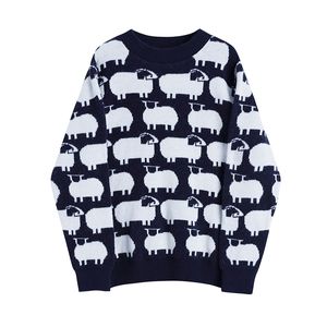 Dorywczo sweter z dzianiny kobiety jesień zima koreański styl z długim rękawem kobiety casual pullover owce dzianiny jumper kobieta 210417