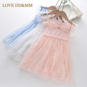 Kärlek ddmm tjejer klänning sommar barn sequin blomma prinsessan outfits party barn kläder baby casual kostymer mesh klänning 210715