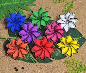 Blandade färger 80pcs / parti f1189 8 färg 9cm skum tiaare hår plocka kvinnor dekorativa tillbehör hawaii tropisk blomma x0722