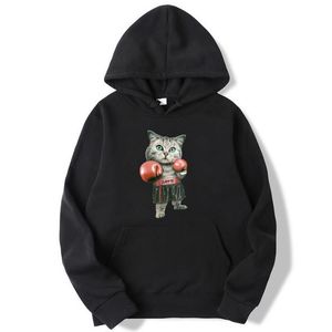 Felpe con cappuccio da uomo Felpe di marca di moda misto cotone boxe gatto stampato primavera autunno uomo casual hip hop