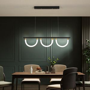 Hanglampen Moderne LED-lamp voor Living Dining Room Keuken Slaapkamer Zwart Semi Circle Luster Hanging Light Indoor Decoration Fixtures