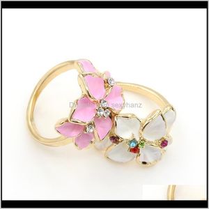 Cluster Rings Jewelry Drop Delivery 2021 Commercio estero Carino Retro Gardenia Fiori Cristallo Pittura a olio Anello per donne e ragazze 174Iv