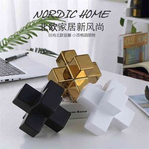 Nordic Simple Fashion Creative Light Luxury Square Building Blocks Ceramic Ceramics Home Artigianato Decorazione 210811