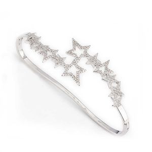Miedziana ręka Palm pierścień Świeci Gwiazdy z Clear CZ Bransoletka Bransoletka Kobiety Moda Biżuteria Akcesoria Prezenty Q0720