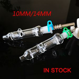 Mini Nector Toplayıcı Kiti 10mm 14mm Küçük Nargile Titanyum Tırnak Dab Dabber Bulaşık Cam Boru Kuvars Ucu Plastik Keck NC12