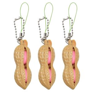 Fidget Toys Edamame Pop It Squishy Squeeze Peanut Pea Groundnut Earthnut Popper Bean Extrusion Keychain Stress Relief Chain Key Pendant Toy Children Kids Gift